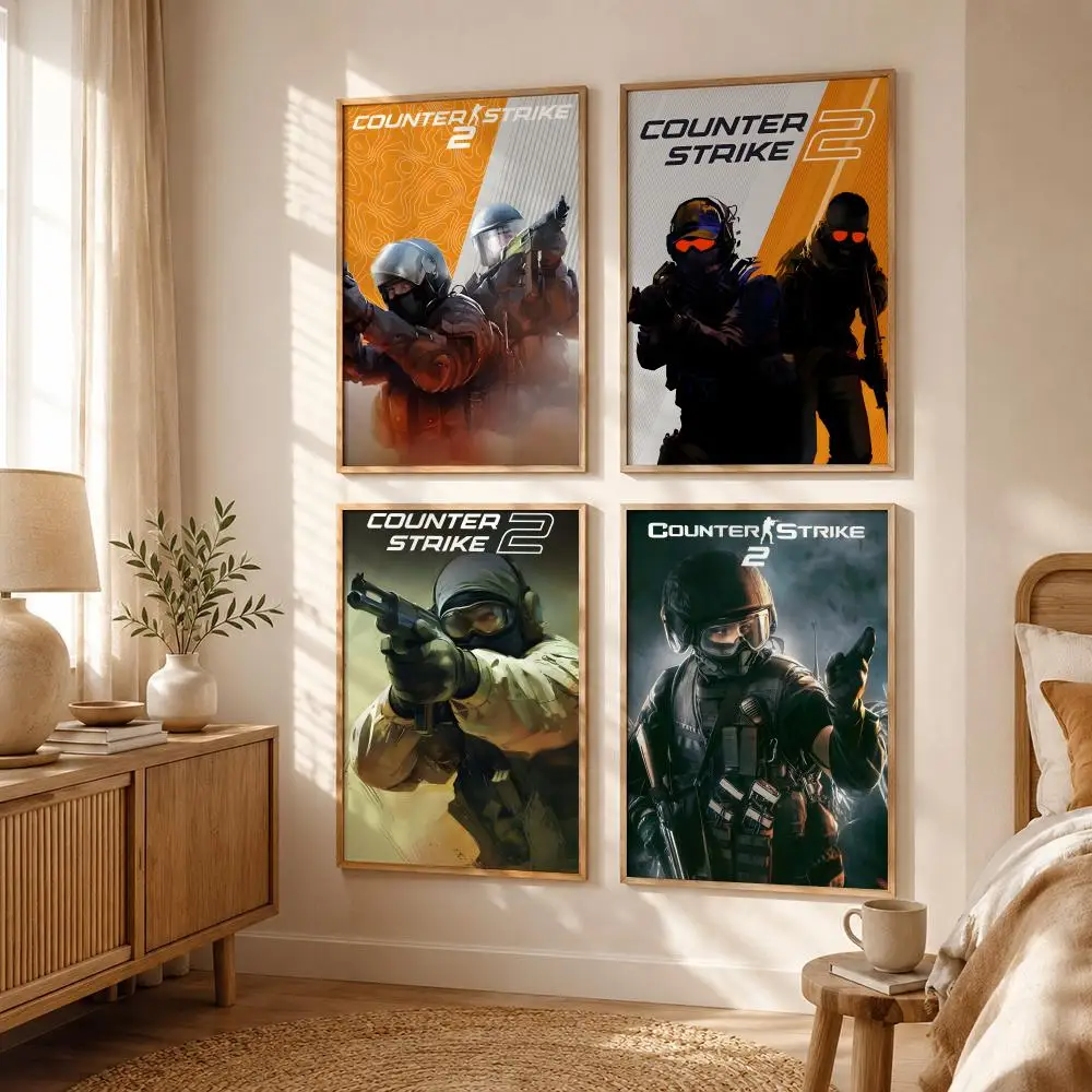 Shooter Game C-Counter-Strike 2 Poster All-match HD Waterproof Self-Adhesive Wall Art Sticker For Home Bedroom