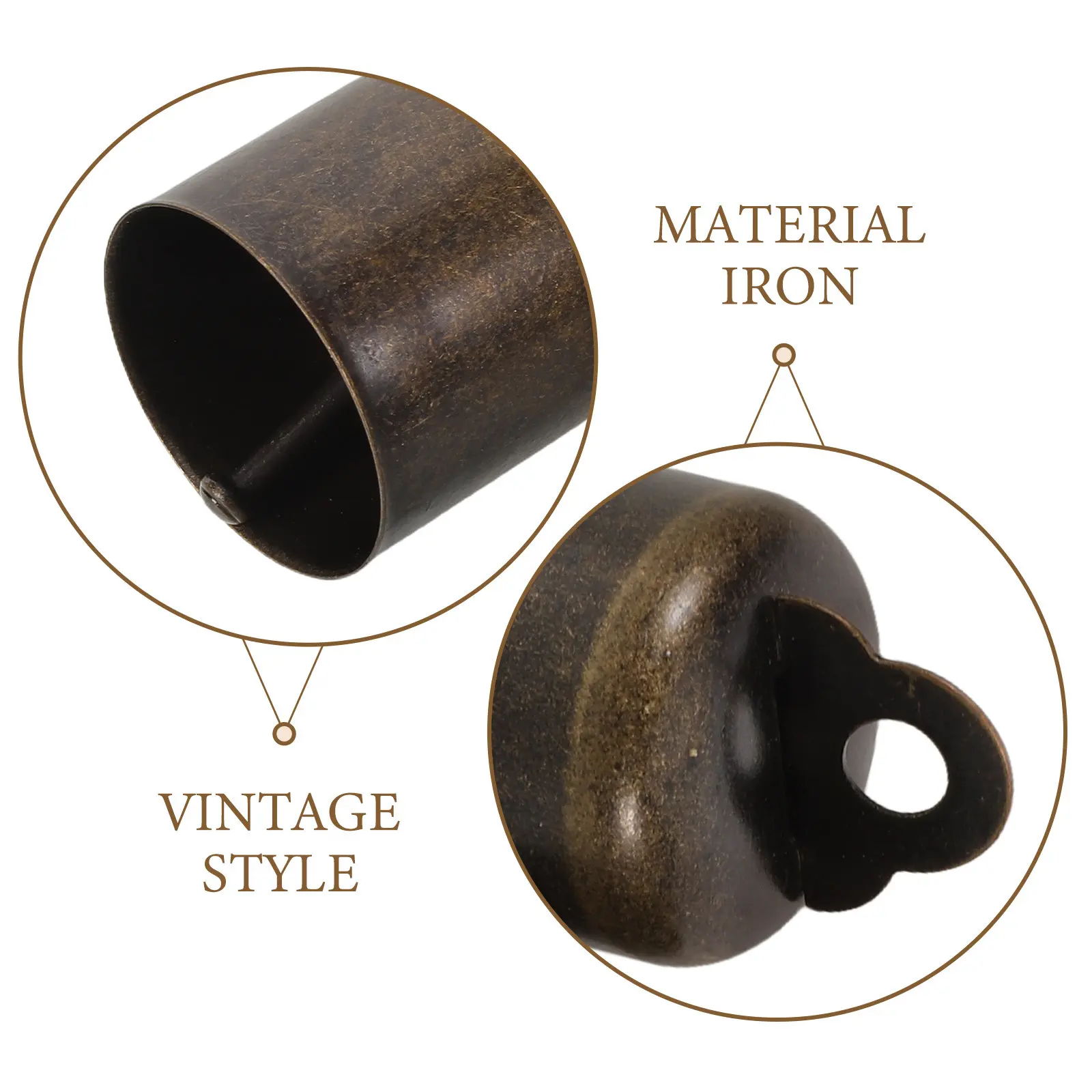 20Pcs Decorative Metal Bells Vintage Iron Straight Barrel Design Weather Resistant Loud Clear Tone Rustic Vintage Bell for Home
