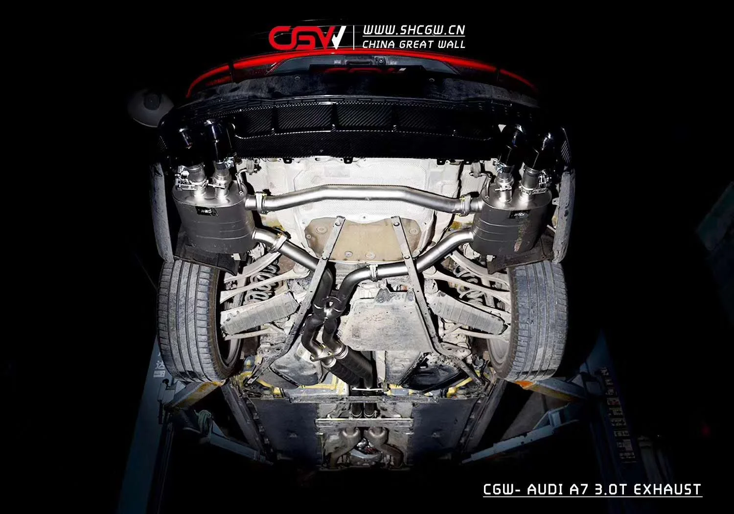 For A7 3.0T C8 2018-2023 Performance Muffler Exhaust and  Front Pipe System Valve Catback S8 Style