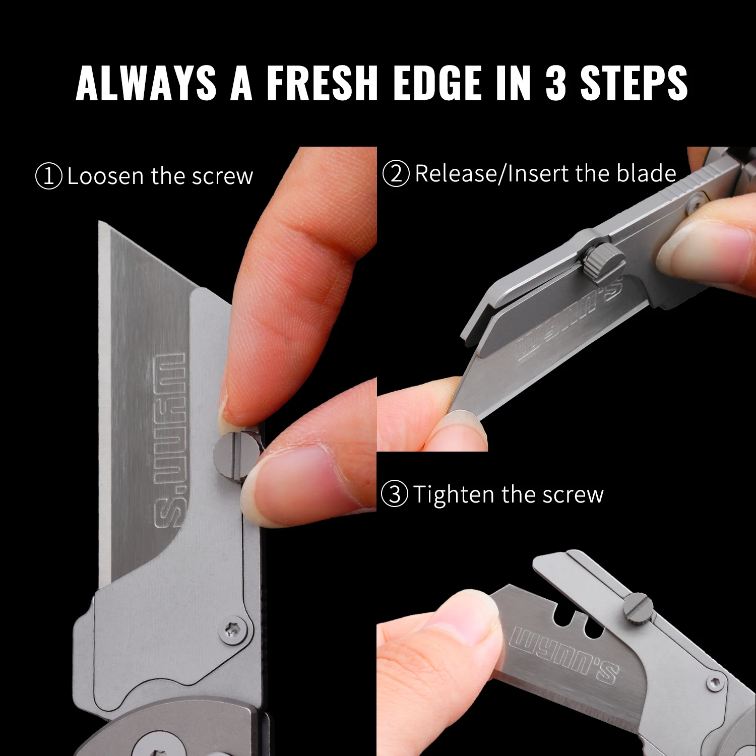 Titanium Alloy Folding Knife, Utility Pocket Knife, EDC Wallpaper Cutter Paper Knife, With 10 SK5 Blades, Grey