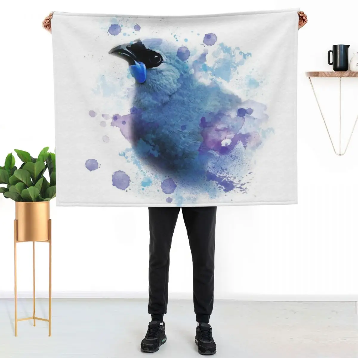 Watercolour Kokako Throw Blanket Sleeping Bag Stuffeds decorative Single warm for winter Plaid Blankets