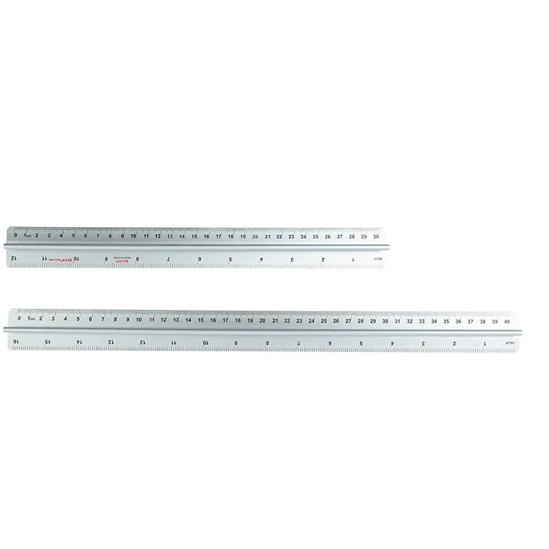 30cm/40cm Aluminum Ruler with Metal Scale - Precision Measuring Tool for Students, Office & Engineering
