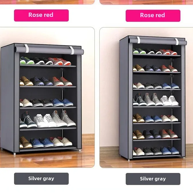 Metal Simple Modern Shoe Cabinet Ya Ruifan Multi-layer Shoe Rack Household Dust-proof Shoe Storage Artifact