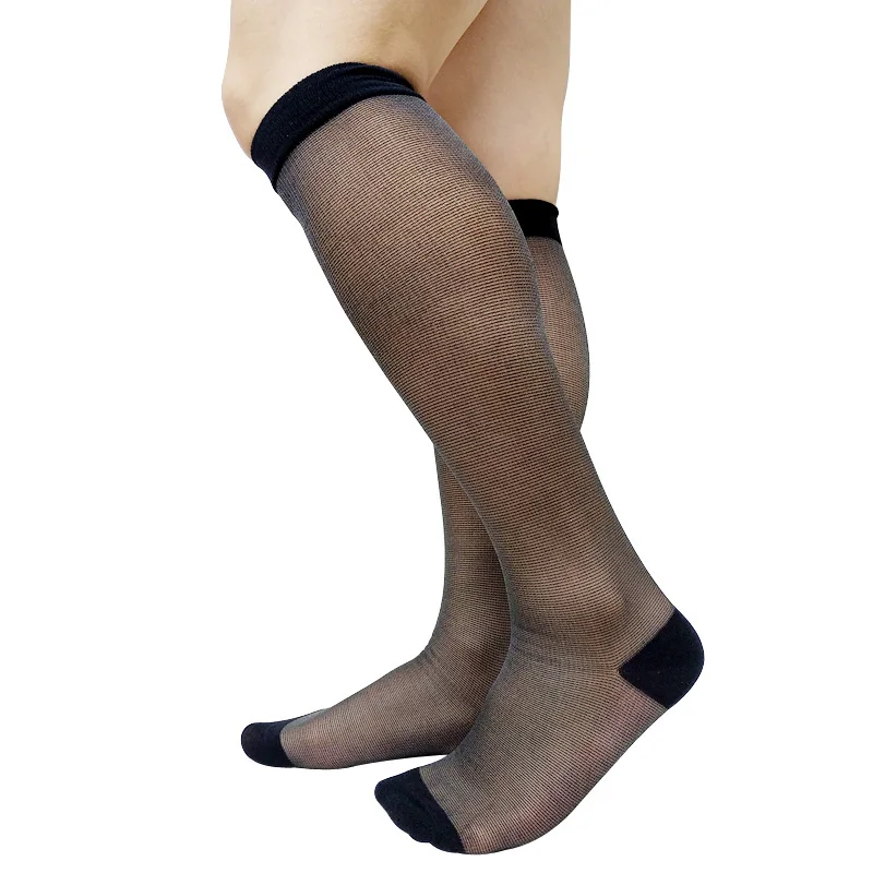 See Through Mens Socks Formal Dress Suit Style Sexy Business Stocking Lingerie Socks Holic Funny Long Tube Socks