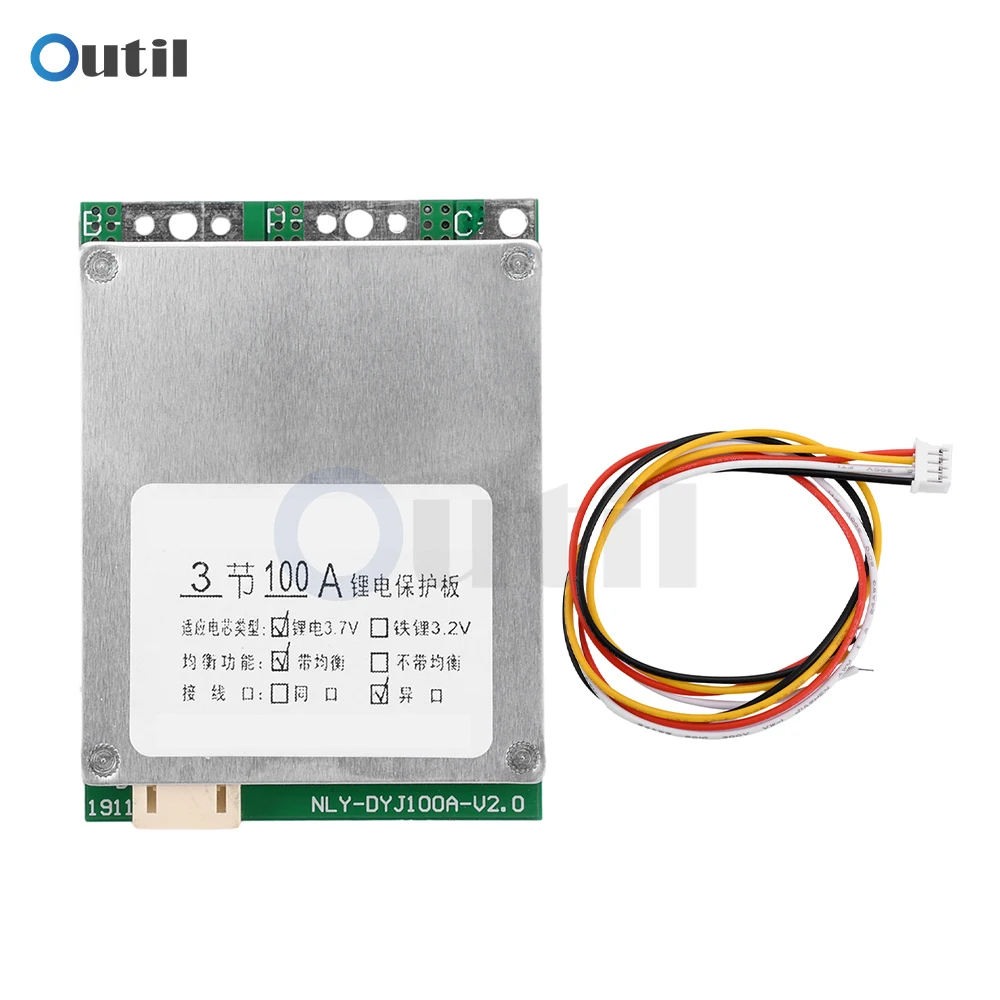 

3S 12V 65A 18650 Lithium Battery Charger Protection Board Continuous Current 100A Splitter with balanced lithium battery protect