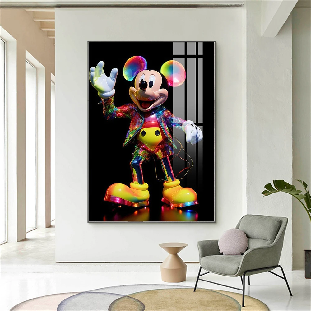 Colorful Disney Mickey Mouse  Robot Magic Wall Canvas Painting Poster Decor Modern Home Decoration Picture For Living Room