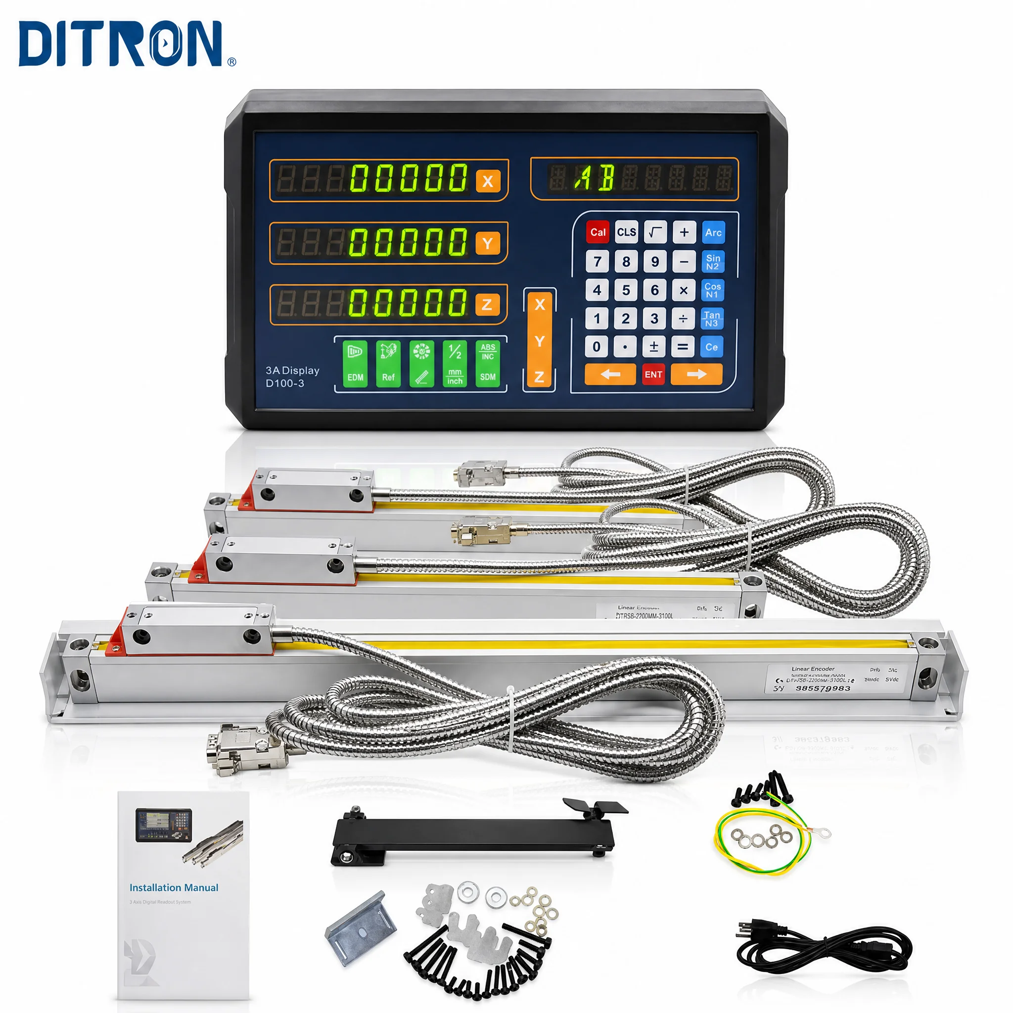 Versatile 3 Axis DRO Set  Compatible with Glass or Magnetic Encoders for Lathe/Milling Machine Tools