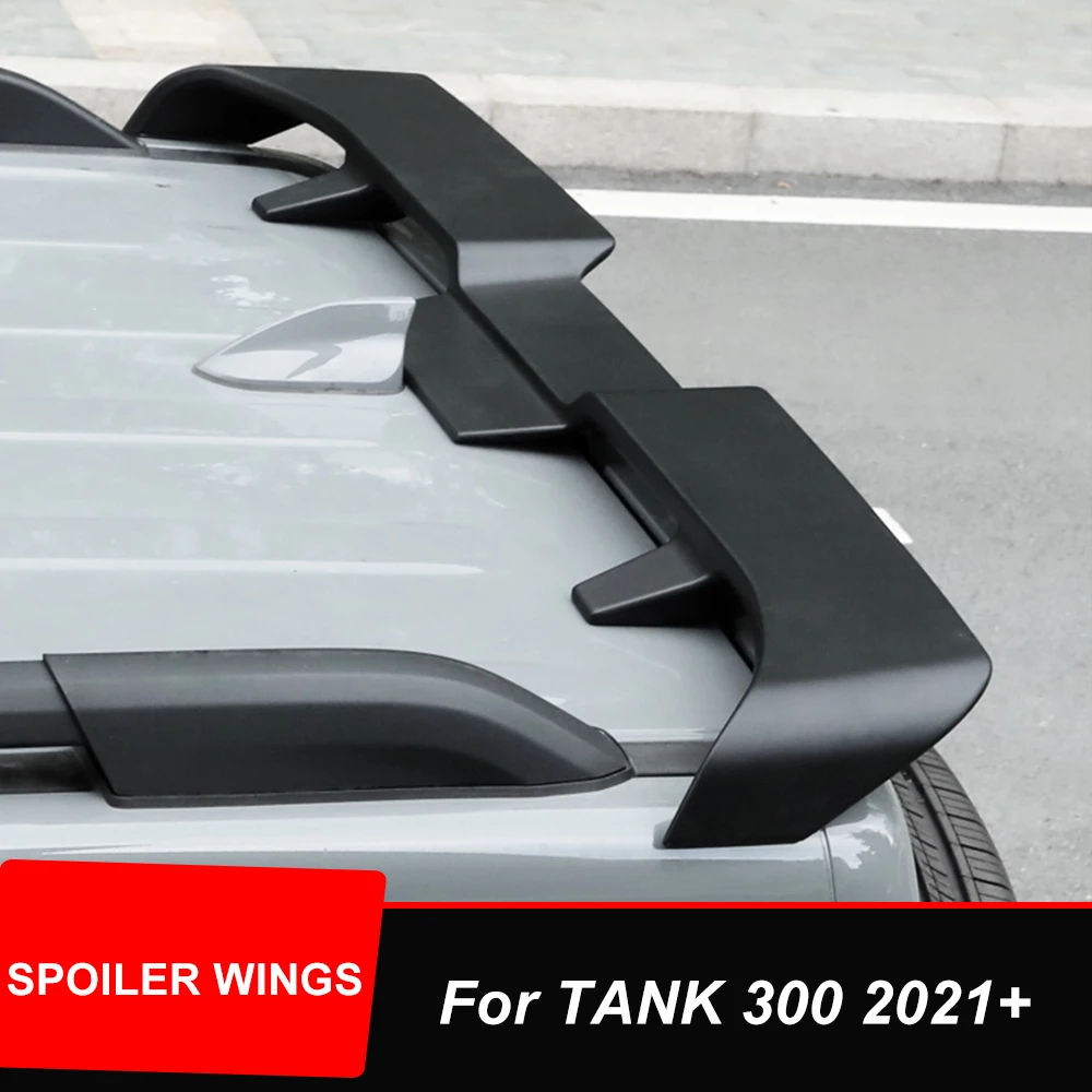 

Rear Roof Trunk Lid Car Spoiler Wings For Tank 300 2021 2022 2023 With Led Brake Lamp Decoration Tuning Accessories Black Carbon