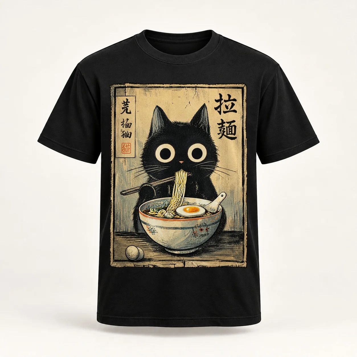 Kawaii Ramen Cat Retro Japanese Noodles Artwork Classic Women T-Shirt animal print quick-drying plain t shirts for Women