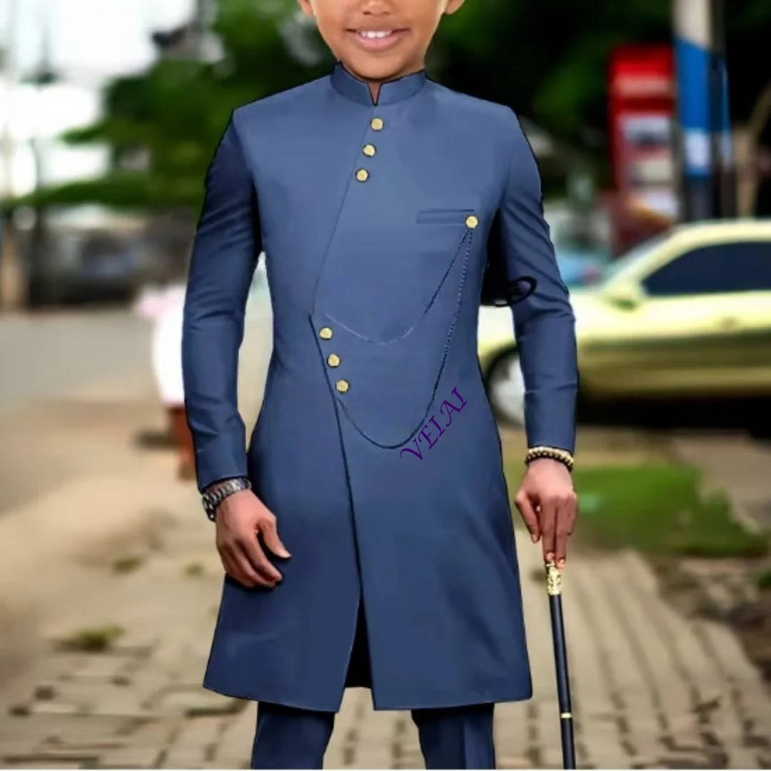 CustomizedAfrican Style Boys Suit 2 Piece Blazer Pants Formal Single Breasted Clothes Wedding Kids Tuxedo Teen Performance Dress