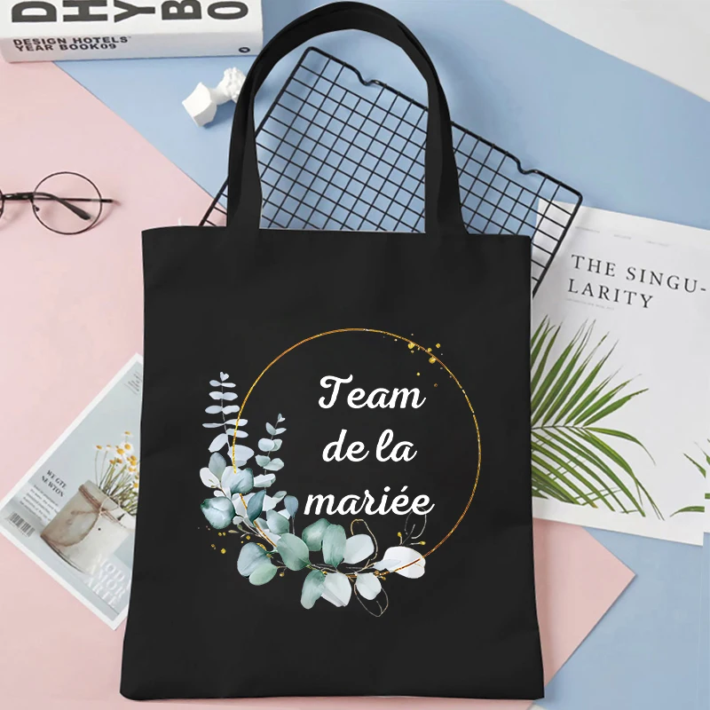 French Bridal Shower Wedding Shoulder Bags Girls EVJF Team Bride Squad Shopping Bag Bachelorette Party Tote Bag Single Farewell