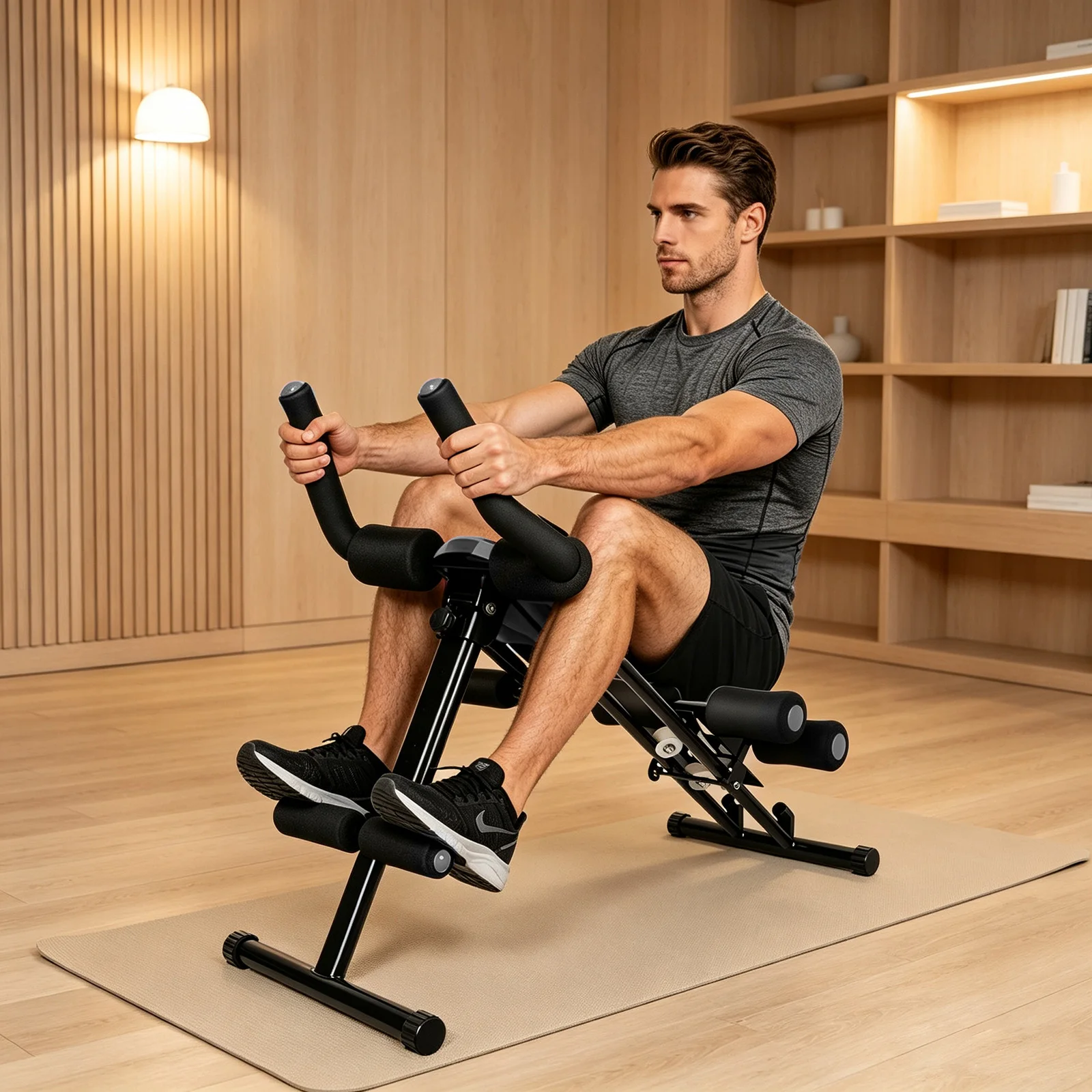 Macchina Pieghevole per Allenamento Addominale, Attrezzatura Multifunzionale per il Core e il Parte Inferiore del Corpo, Carico 150kg, per Allenamento in Ufficio, All'aperto e a Casa