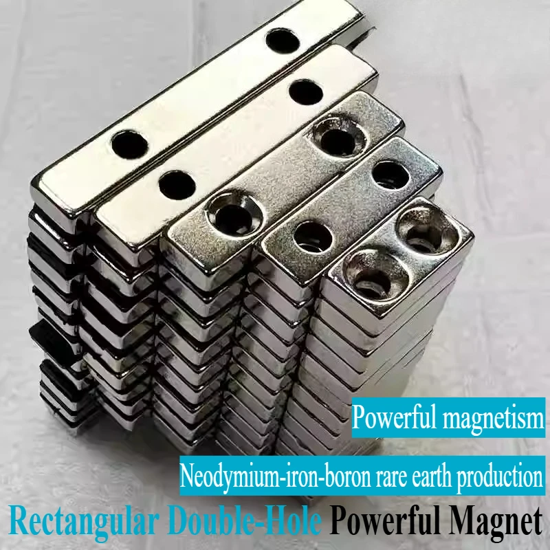 

50pcs/lot Rectangular double-hole powerful magnets, diameter 20–40 millimetres