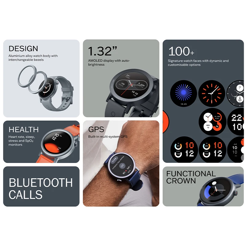 CMF بواسطة Nothing Watch Pro 2 الإصدار العالمي مكالمات بلوتوث 1.32 بوصة AMOLED 60 FPS عرض عمر البطارية 11 يومًا SpO2 شاشات GPS