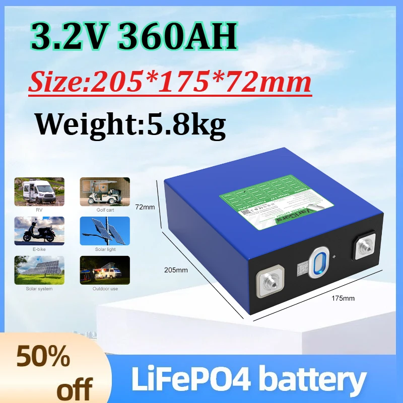 

3.2V 360AH LiFePO4 Battery Lithium Iron Phosphate Battery for Electric vehicle DIY 12V 24v Electric Car Solar Inverter Boat