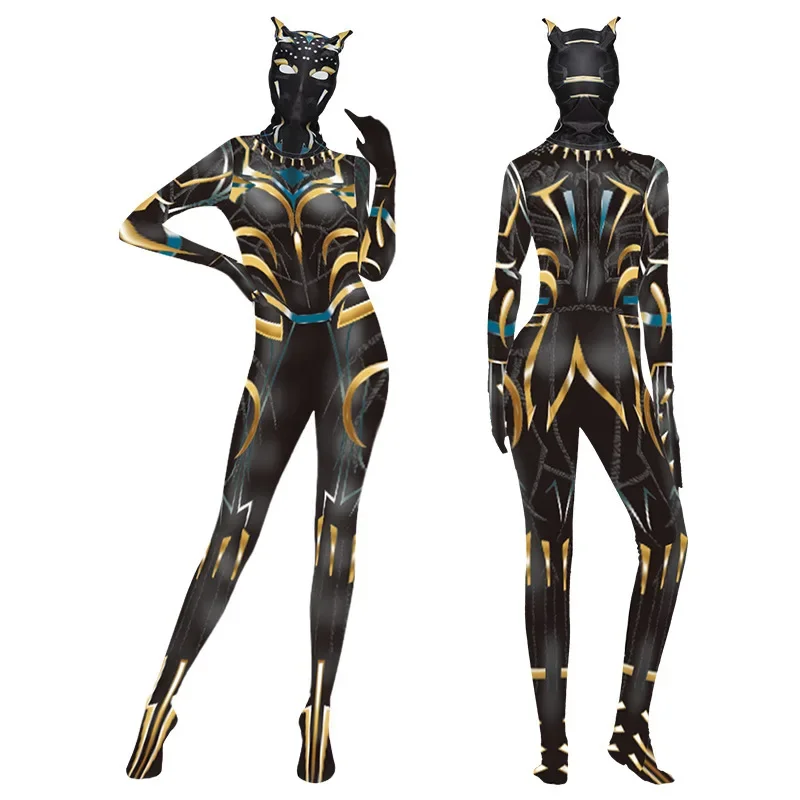 ชุดจั๊มสูทคอสเพลย์ซูเปอร์ฮีโร่อนิเมะ wakanda Forever ชุดบอดี้สูท zentai หน้ากากชุดเทศกาลฮาโลวีนเด็กผู้ใหญ่