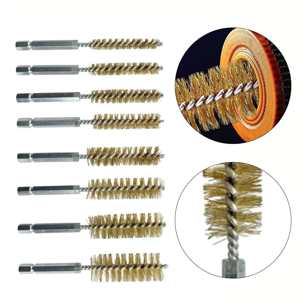 

8pcs 8-19mm Metal Wire Brush Stainless Steel Brass Wire Brush Paint Remove Derusting Cleaning Brush For Power Impact Drill