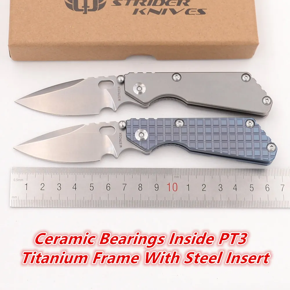 JUFULE Strider PT3 V2 Ceramic Bearing Titanium Handle Mark CPM154 Folding Knife Tactical Pocket Camping Hunting Outdoor EDC Tool