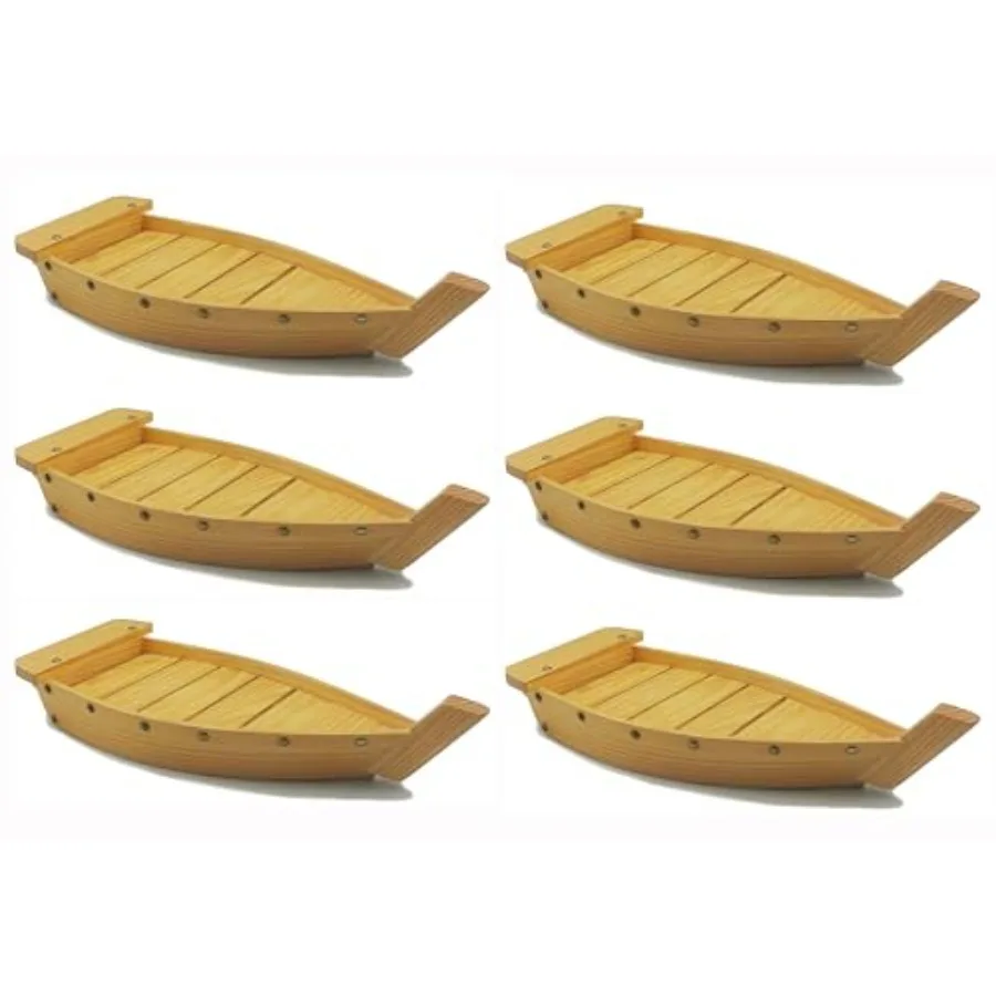 

Деревянные тарелки-лодочки для суши, японские подносы для суши и сашими для ресторанов, вечеринок и домашнего использования, 16,5 дюймов, набор из 6 штук