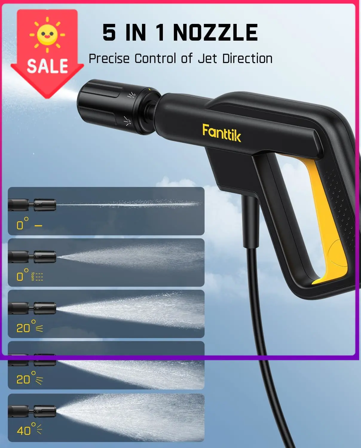 

Акционная цена: Беспроводная электрическая мойка высокого давления NB8 Fold с баком 3,2 галлона, насадкой 5-в-1, максимальным давлением 220 PSI, шлангом 10 футов, литиевой батареей 4000 мАч.