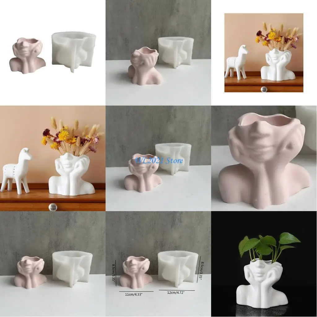 

G5GC Поддержка щек Лицо Гипс Силиконовые формы для изготовления суккулентных цветочных горшков