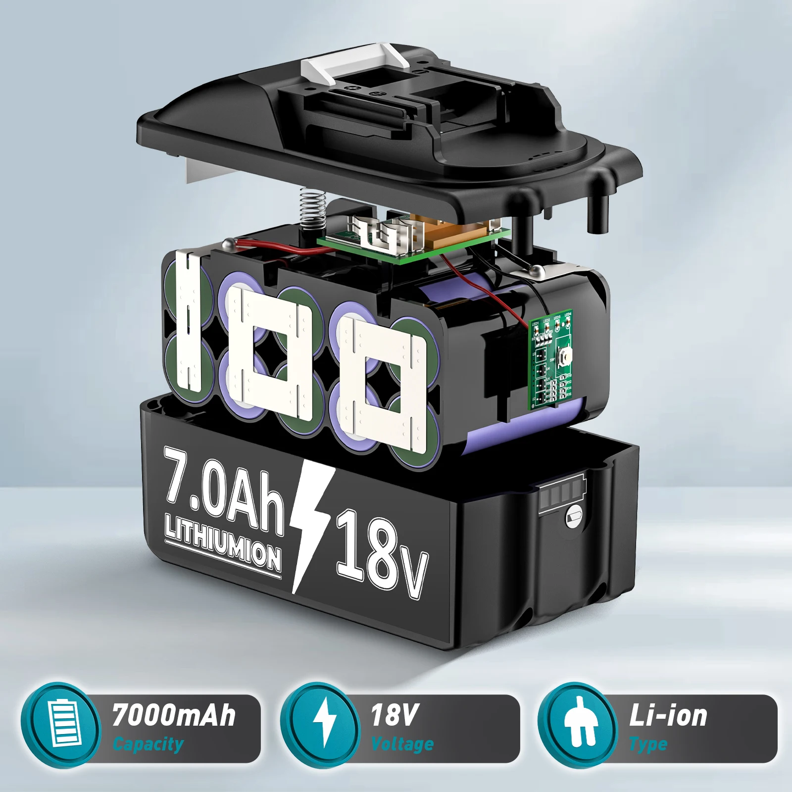 For Makita BL1830 7000mAh Battery 21700 Batteries 18v BL1850B BL1850 BL1840 BL1860 Battery & Charger 7.0Ah Replacement Batteries