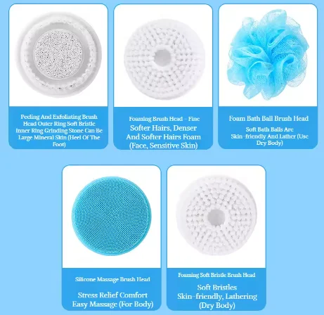 Household electric bath brush five in one long handle deep cleaning massage bath brush waterproof electric massage milk smooth