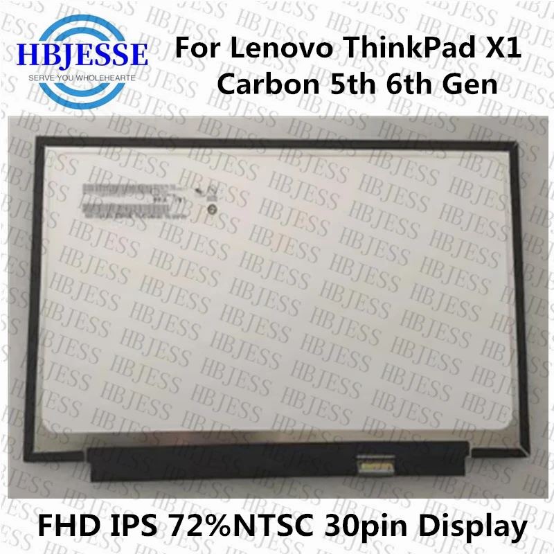 14.0 Laptop LCD Screen B140HAN03.1 B140HAN03.6 For Lenovo ThinkPad X1 Carbon 5th 6th Gen 2017 2018 00NY435 FHD1920x1080 30pin