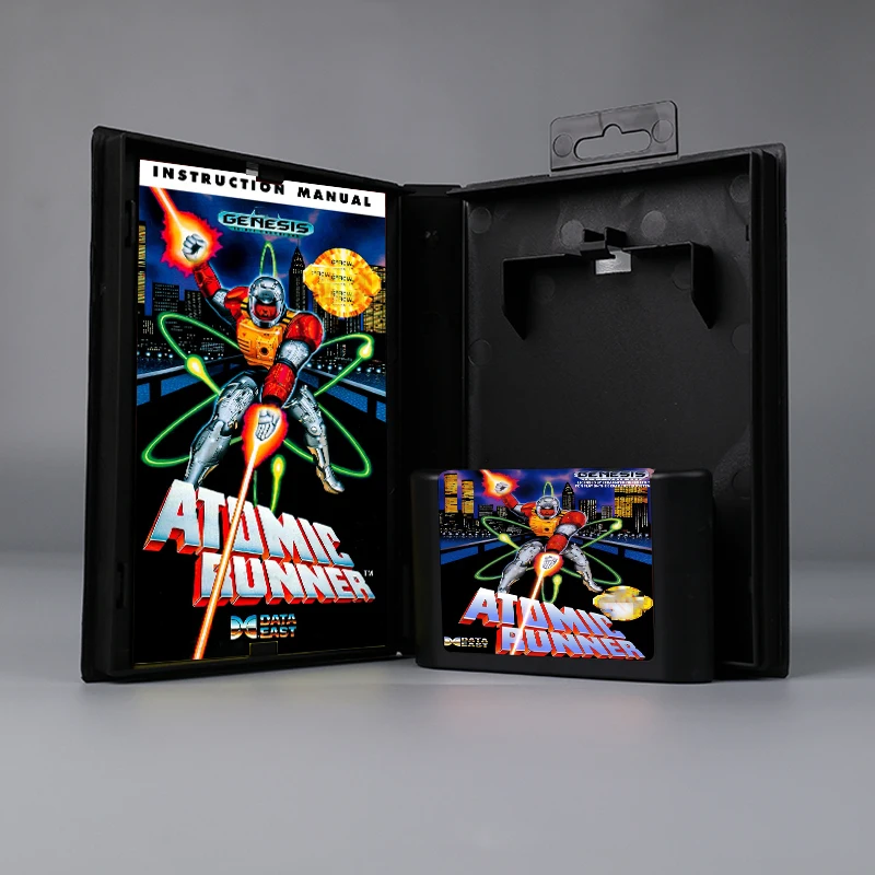 Atomic Runner USA or EUR cover 16bit MD game card with box with manual for Sega Genesis Megadrive consoles