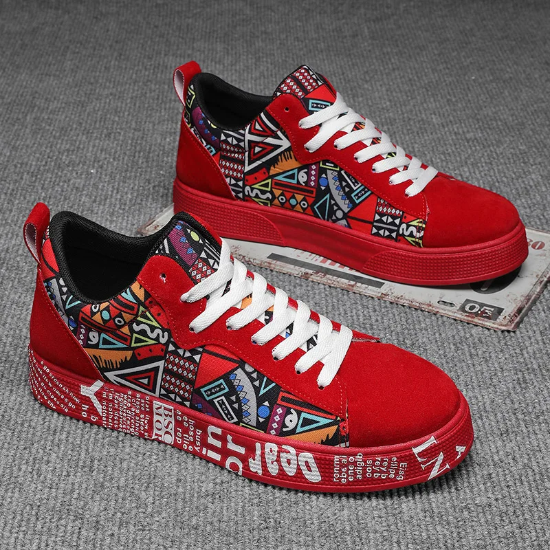 Breathable Mid-Top Sneakers, Heart & Music Graphic Design, Casual Streetwear Shoes for Couples, Valentine'S Day & Birthday Gifts - Image 3