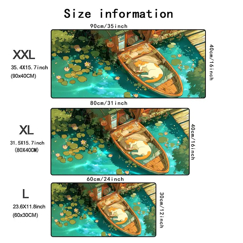 Cute cartoon cat fish Mouse Pad Computer Laptop Keyboard Pads Office Large Desk Mat Game Mousepad Rubber Non-Slip Rug 900X400mm