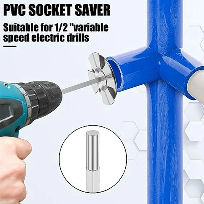 3 Piece PVC Fitting Socket Saver Silver Metal For 1/2Inch Variable Speed Power Drill