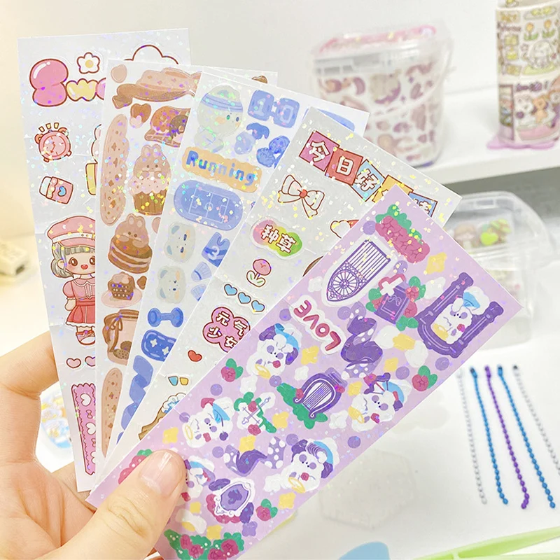 Sanrio colorido Gooka Bucket Sticker Kit, Pacote de Material DIY, presente para as crianças, novo, 28 pcs