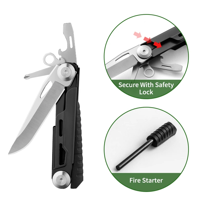EDC Tactical Folding Pocket Knife Multi-tool Survival Camping with can opener Screwdriver sheath Perfect Man Gift Tool