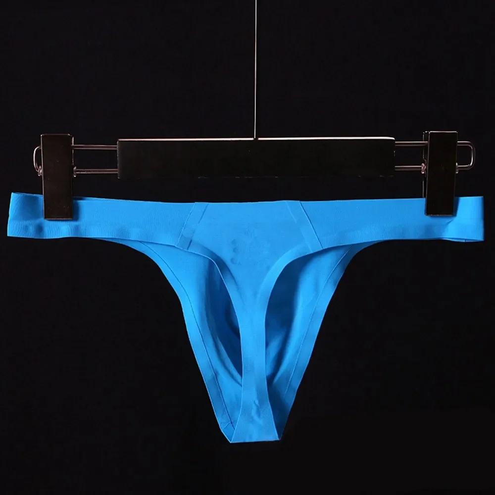 

Men's Panties Seamless Ice Silk Breathable U Convex Low-Rise Thong Underpants Sexy Bikini Swimwear Summer Elastic Knickers