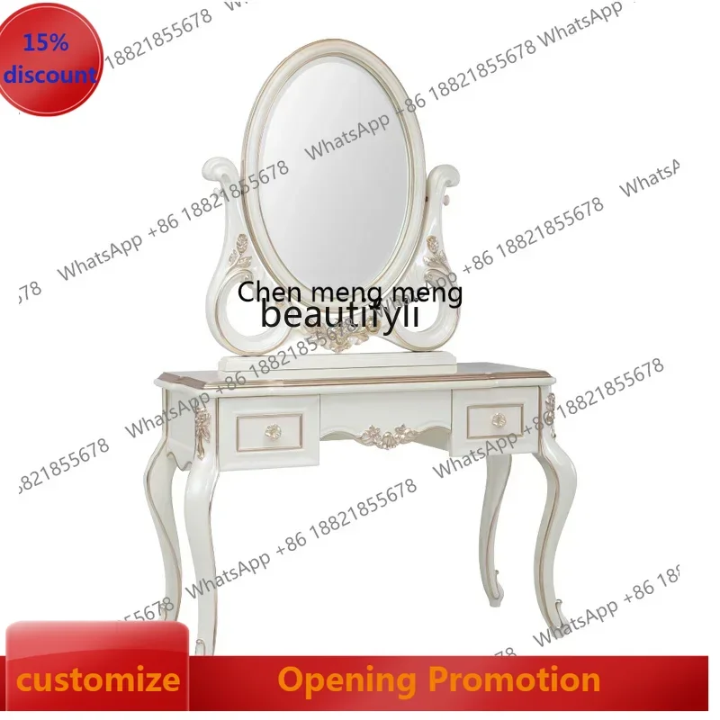 

Новый стиль, туалетный столик из цельного дерева в французском стиле, комбинированный туалетный столик в европейском стиле с ручной резьбой, зеркало для макияжа, туалетный стул для спальни