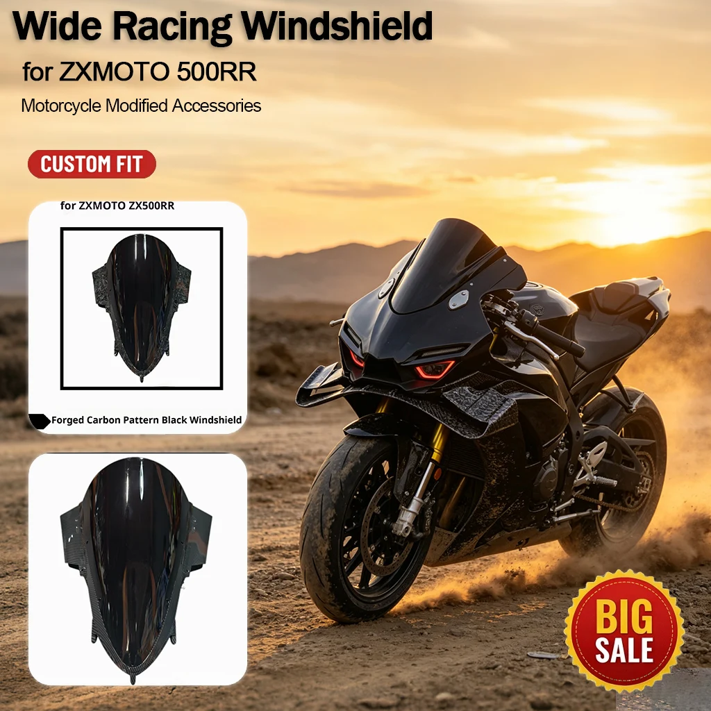 Motorcycle Raised Wide Winged Racing Windshield Air Deflector for ZXMOTO ZX500RR Aftermarket Modification Parts