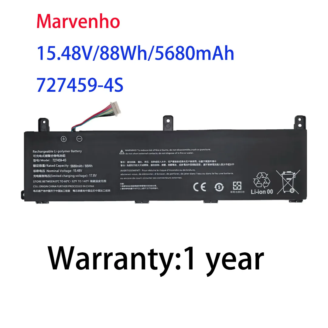 New Marvenho 88Wh 15.48V 5680mAh  727459-4S 10 pin 10 lines Laptop Battery For SledgeHammer Liberty L161-0001