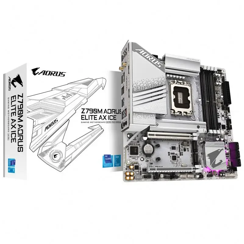 Brand New Z790M AORUS ELITE AX ICE DDR5 LGA 1700 Support 14th CPU PCI-E 4.0/5.0 Gaming motherboard PC