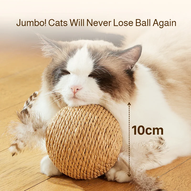 8/10CM Interactive Sisal Cat Scratching Ball Toy For Kitten Teeth Cleaning Anti Bite Cat Ball Sounding Toy Pet Supplies