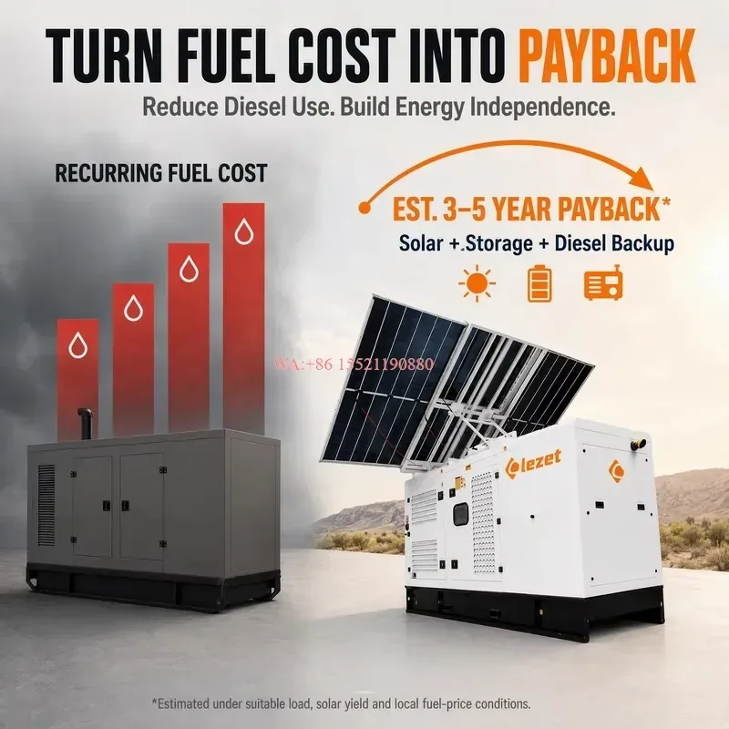 wmwmnu for Lezet Mine Construction Site 45kWh Solar Diesel Hybrid Off Grid Power System 20KW Trailer Mounted LiFePO4 Battery