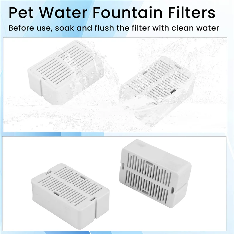 B84B-10Pcs Cat Water Fountain Replacement Filters, For Pet Drinking Fountain Stainless Steel Pet Water Fountain