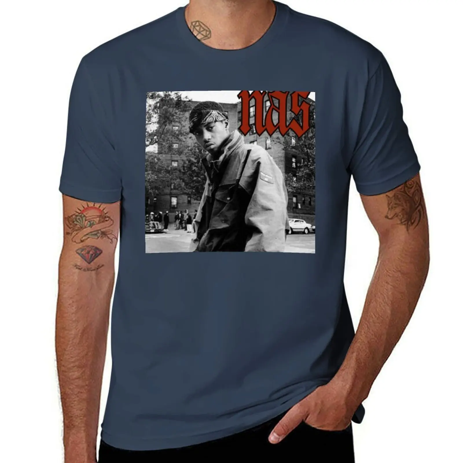 

Nas Queensbridge 90s hiphop T-Shirt Running Gym Short Sleeve Sports Tee