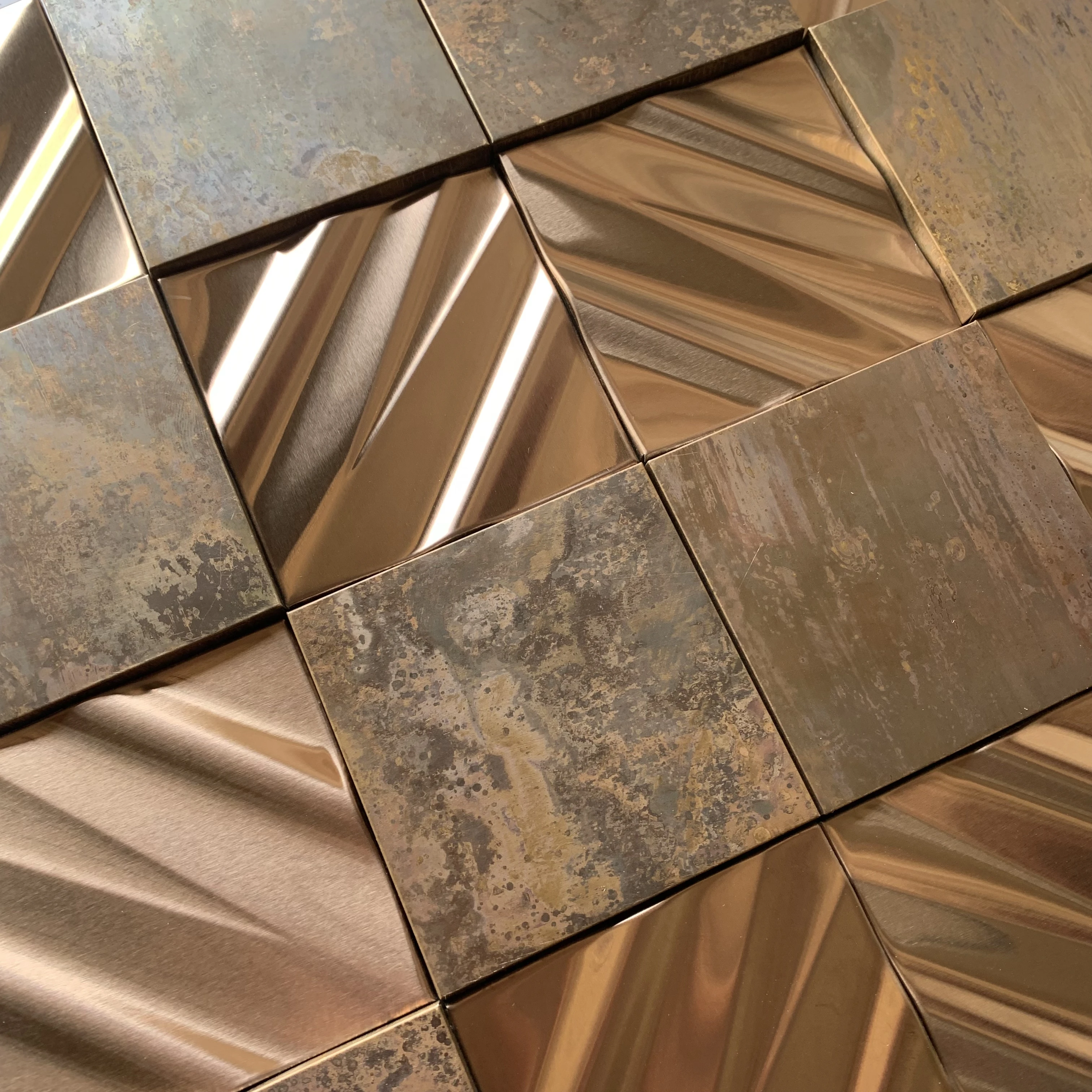 

New design rose gold stainless steel mosaic mix classic style copper mosaic for kitchen backsplash