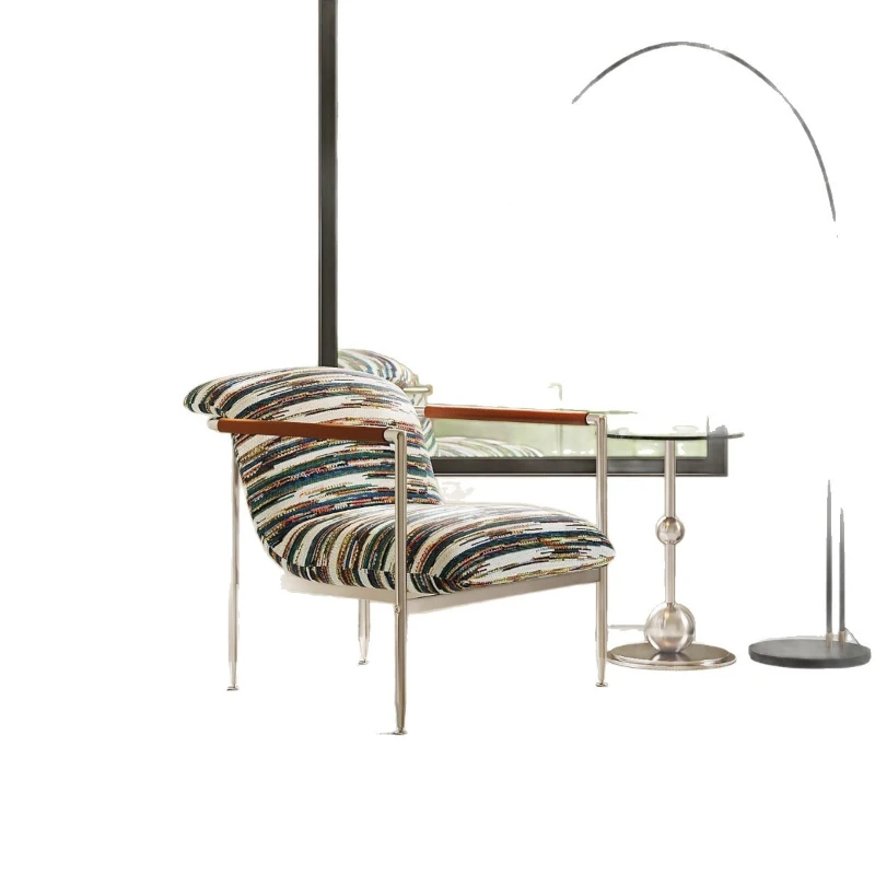 

Leisure chair Armchair Stainless steel simple living room single lazy sofa chair balcony small apartment