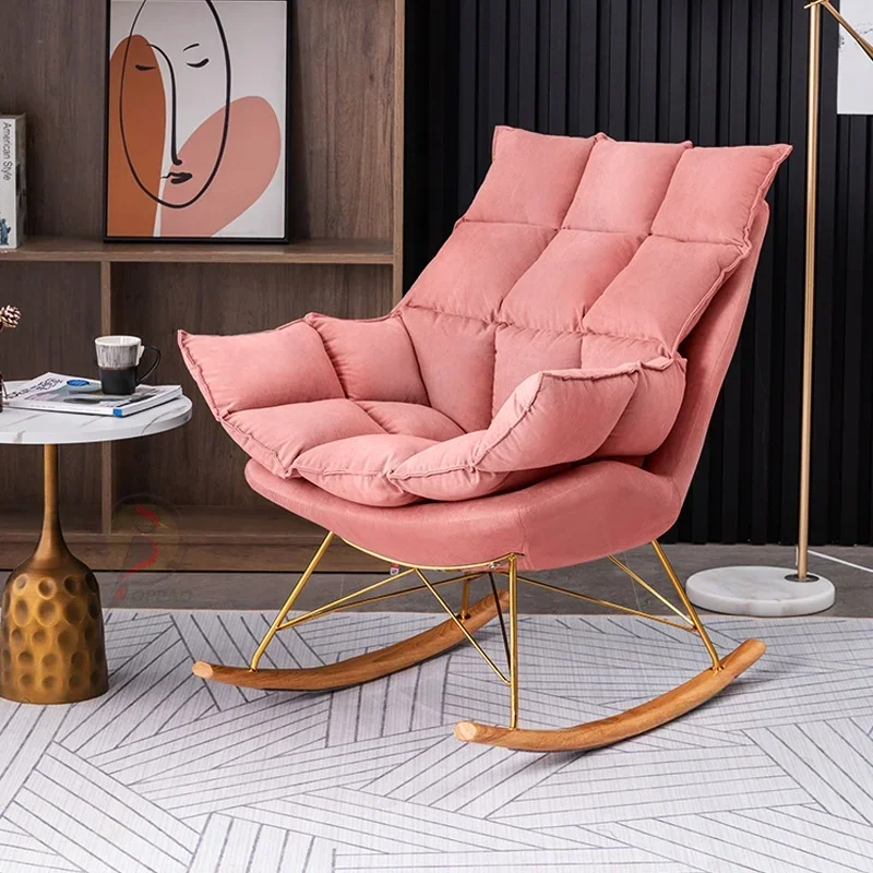 

Wholesale Velvet Upholstered Leisure Chair Lying Inclined Sofa Chair With Ottoman Comfortable Rocking Chair Bedroom Living Room