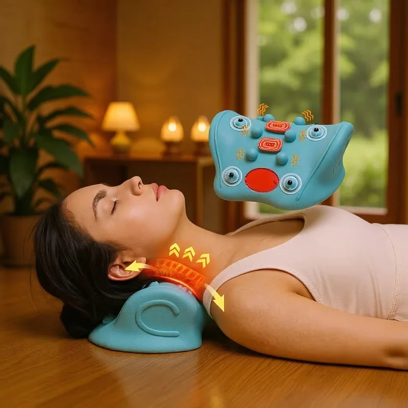Cervical spine massager Shoulder and neck hot red light electric point vibration massager