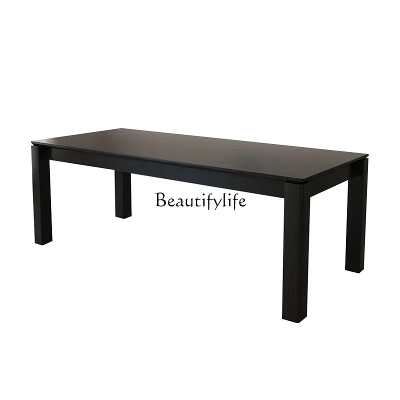 

FG10Simple black solid wood dining table wabi wind home living room log dining desk