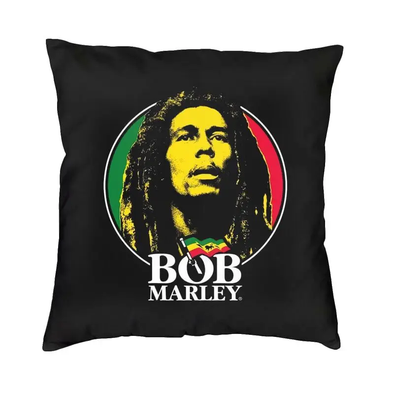 Jamaica Reggae Music Bob Marley Cushion Cover 45x45 Decoration 3D Print Throw Pillow Case for Sofa Double Side