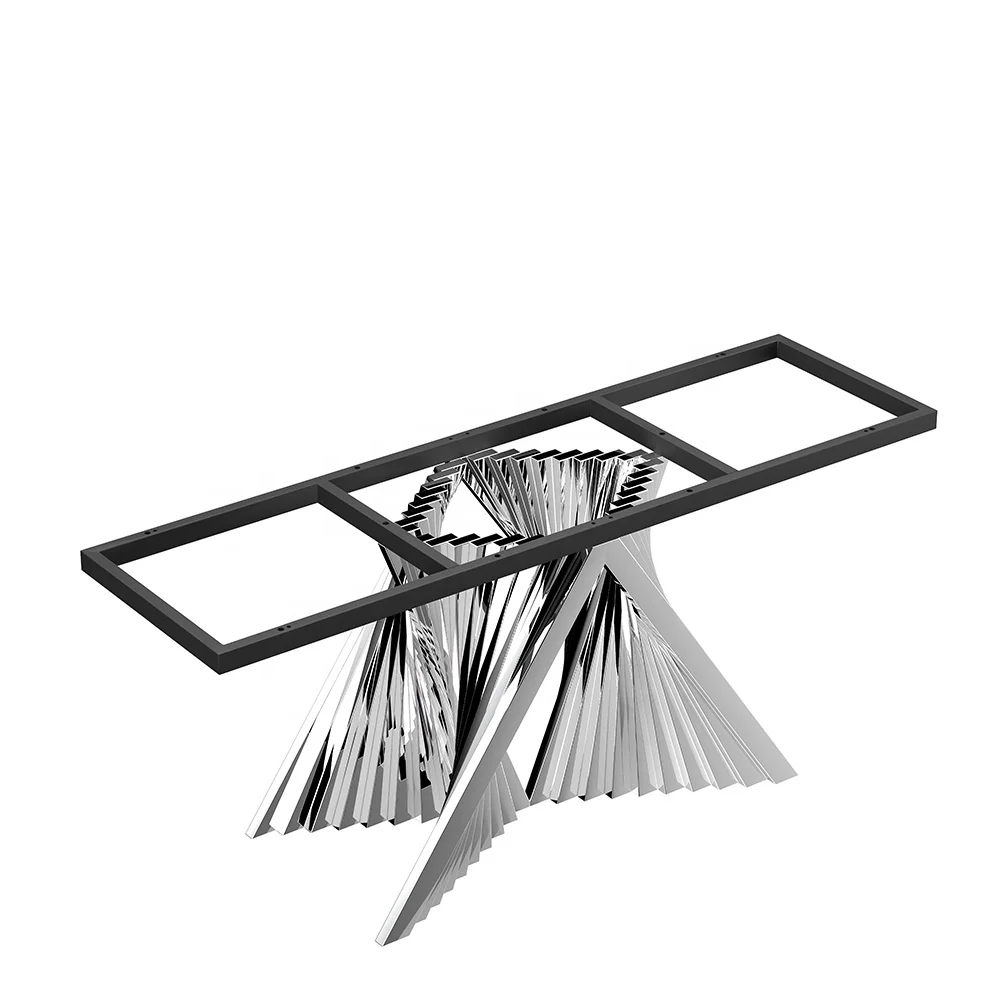 Mirror stainless steel legs Non-standard shape Unique metal table base Square table